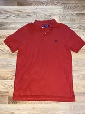 Chaps Cotton Short Sleeve 2 Button Collared Polo Shirt Mens Size Medium Red