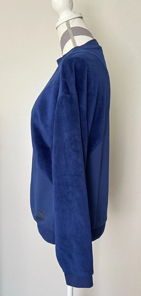 LKNEW PUMA толстовка женщин пуловер велюр синий маленький черный логотип ворота - Изображение 3 из 4