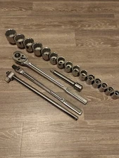 Craftsman Tools USA 3/4 Drive 19pc SAE Socket Set Ratchet Breaker Bar Inch NOS 