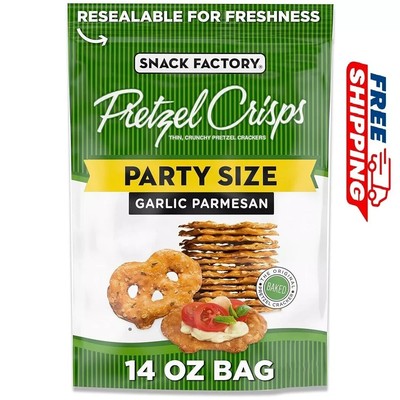 Snack Factory Garlic Parmesan Pretzel Crisps 14oz Party Size Bag
