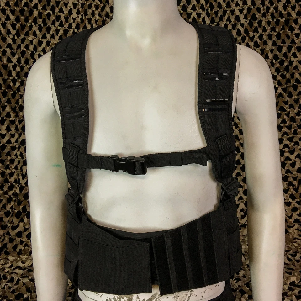 NUEVO Paquete de arnés chaleco de paintball Molle de asalto táctico tinte - negro Foto 3 de 4