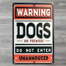 Warning Dogs On Premises 8 x 12 Novelty Vintage Metal Sign Made In USA New 