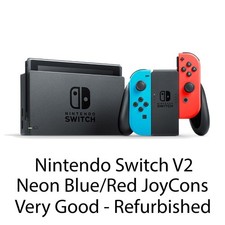 Nintendo Switch Console V2 (2019) 32GB + Neon Red/Blue Joy-Cons - HAC-001(-01)