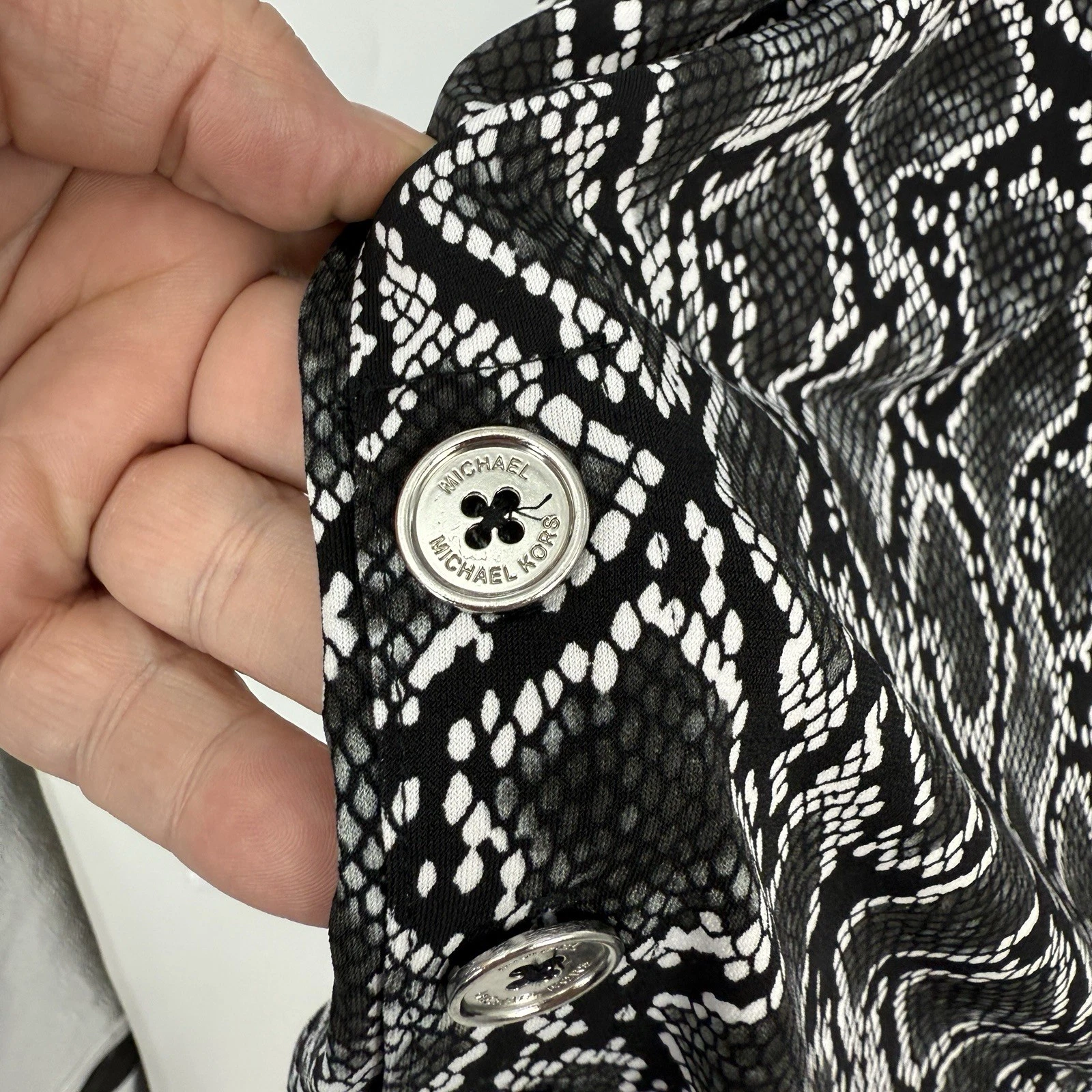 Abito a tubino Michael Kors taglia grande nero stampa animalier maglia aderente manica 3 4