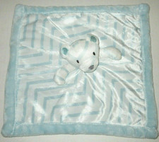 SL Home Fashions Teddy Bear Blue White Chevron Plush Baby Security Blanket