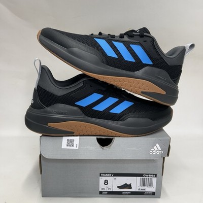 Adidas Trainer V  Black Pulse Blue Gum  Athletic Sneakers GW4056 Men s 8 New