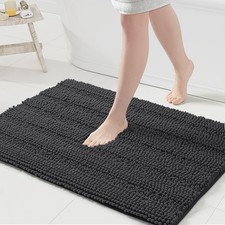 Chenille Striped Bathroom Rugs 36x24, Extra Thick and Absorbent Bath Mats, No...