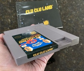 NES Clu Clu Land - 1984 Black Nintendo 5 Screw - 💦 Dmg to Manual - WORKS!