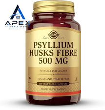 Image of Solgar Psyllium Husks Fibre 500 Mg Vegetable Capsules, Pack of 200, High...