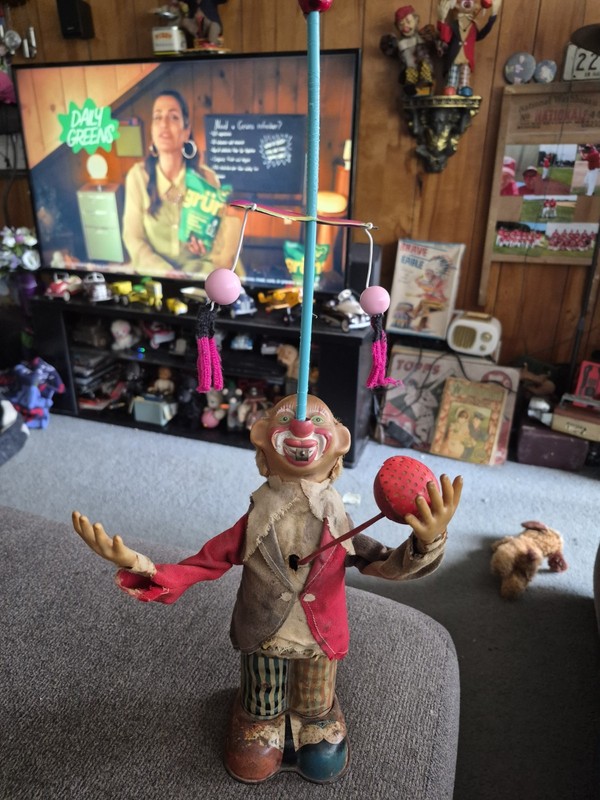1950s Pinky The Juggling Clown Battery Operated Toy ,Alps Japan