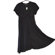 Anthropologie Katerina Button-Front Dress Size 2X Plus Black Midi Whimsigoth NWT