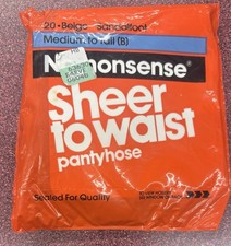 Vintage No Nonsense Sheer To Waist Pantyhose Beige Sandalfoot -Medium To Tall B