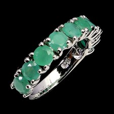925 Sterling Silver Ring Round Emerald 4mm Natural Gemstone Jewelry Size 7.5