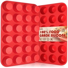 Silicone Mini Muffin Pan for Baking, Cupcake Egg bites Brownie Mold 12 Cup Re...