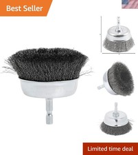 Professional Grade Fine Crimped Wire Cup Brush, 1/4-Inch Hex Shank, 3-Inch