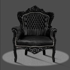 Barock Sessel Stoff Schwarz Gothik Hochwertig Luxus Schlicht Elegant Edel luxus