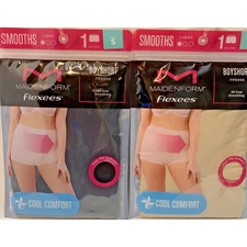 2 Panty Boy Shorts Shaper Comfort Light Control Size S Nude Black Maidenform NEW