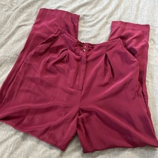 Vintage 100 Silk Burgundy High Waist Classic Pants Size M 30  Waist, Inseam 31  