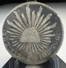 1829? Mexico Zs AO, Cap and Rays, Silver, KM# 374.12, 2 Two Reales, 2R