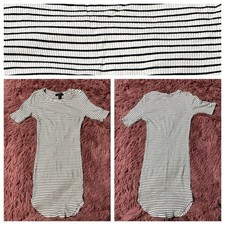 Forever 21 White & Black Striped Stretchy Short Sleeve T Shirt Bodycon Dress M