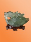 Vintage carved fluorite Mandarin duck on stand — photo 1