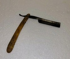 Vintage Decorated Straight Razor Fox Trade Mark Ornate Celluloid Handle