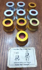 Lot de 10 bouchons de bouteille vintage Fizz Whiz, aluminium et caoutchouc, avec carte.
