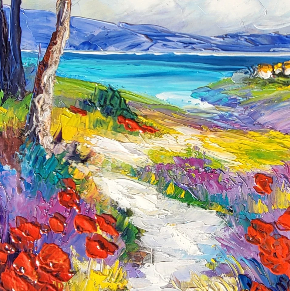 NOLAC "Sentier pavé entre Marseille et Cassis" 40x30 Calanques et Coquelicots - Photo 2/4