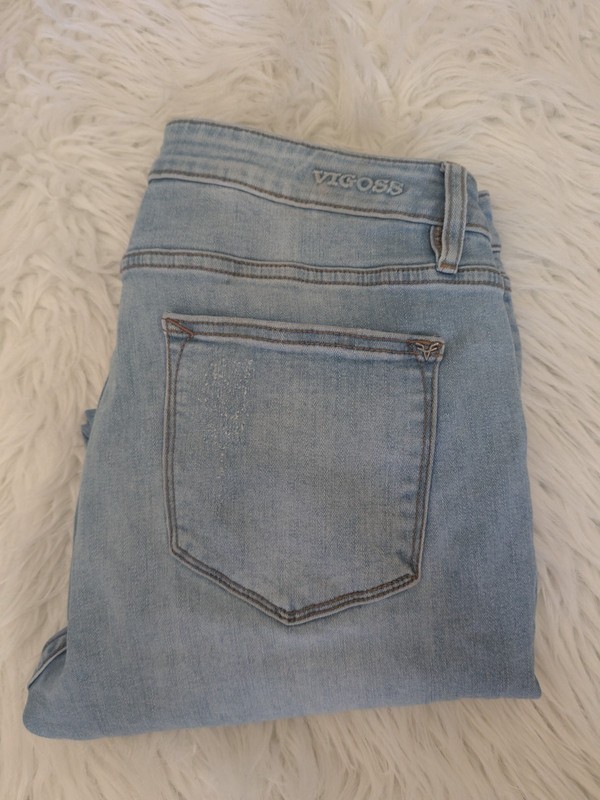 SIZE 32 VIGOSS MARLEY CROP Lightwash Distressed Jeans INVPV4328