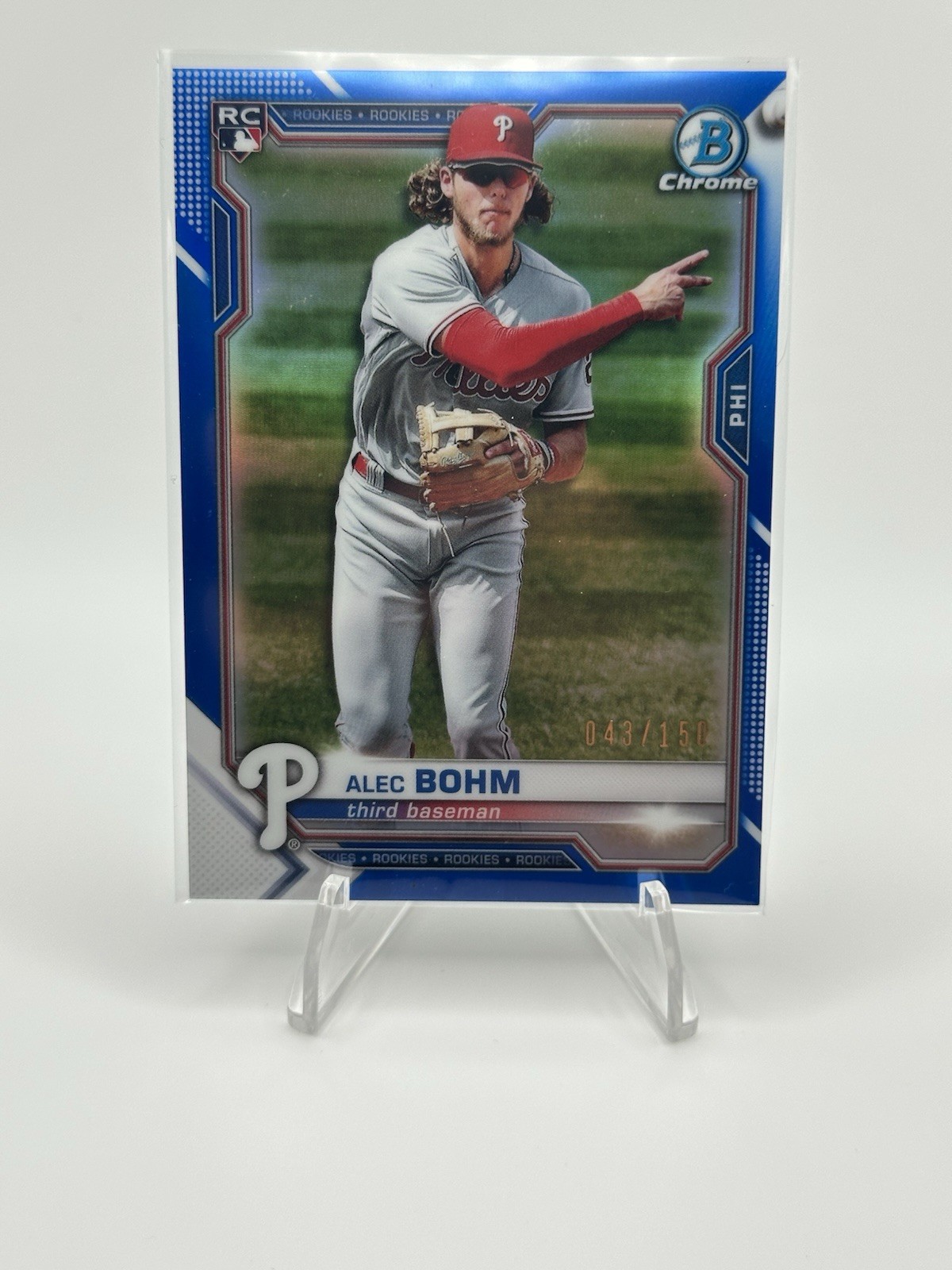 2021 Bowman Chrome Blue Refractor /150 Alec Bohm #94 Rookie RC