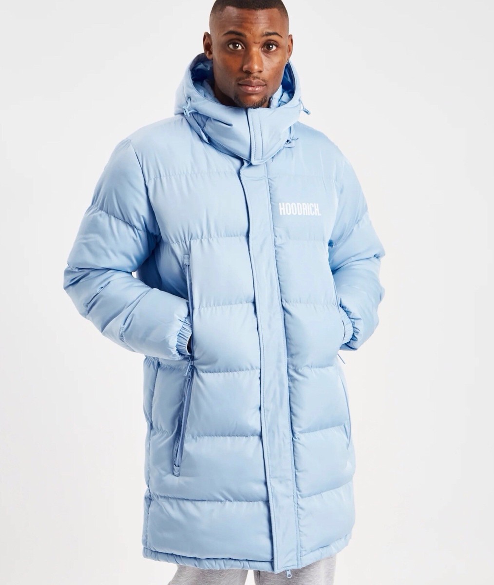 Men's Hoodrich Longline Irongate Light Blue Puffer Jacket Size L