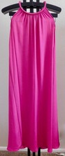 Tahari Women's Medium Fuchsia Pink Halter Maxi Dress Magnetic Closure Sleeveless