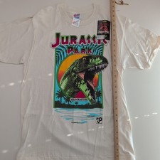 Vintage Jurassic Park 1993 T Shirt Size Large Velociraptor Khaki Color NWT