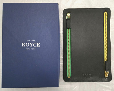 Royce New York RFID Blocking Four Zip Leather Travel Organizer Black