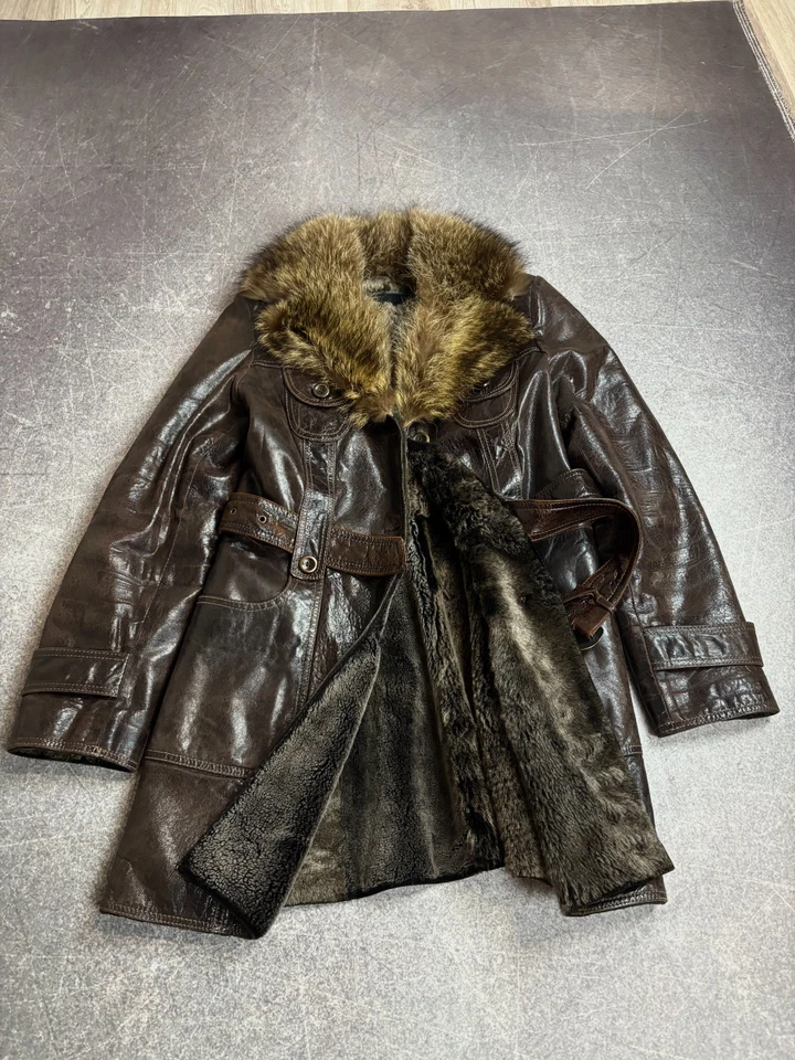 Vintage 2000s JAPANESE ISSEY MIYAKE STYLE RARE LUXURY LEATHER/ FUR  JACKET - Image 3 of 4