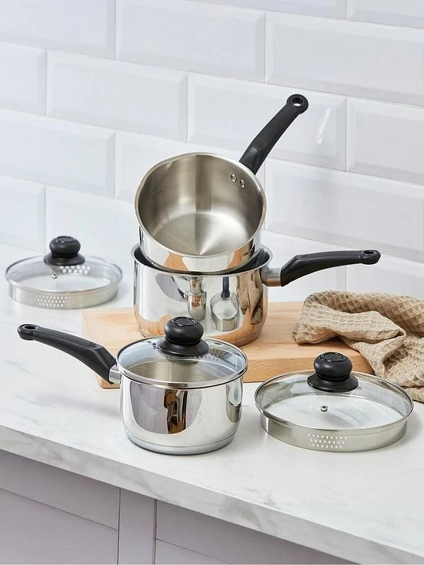 Swan SWPS5025SS - Townhouse 3 Piece Saucepan Set - Item Box Damaged