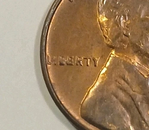 1957 D "Filled B" Lincoln Wheat Cent Error Coin AU