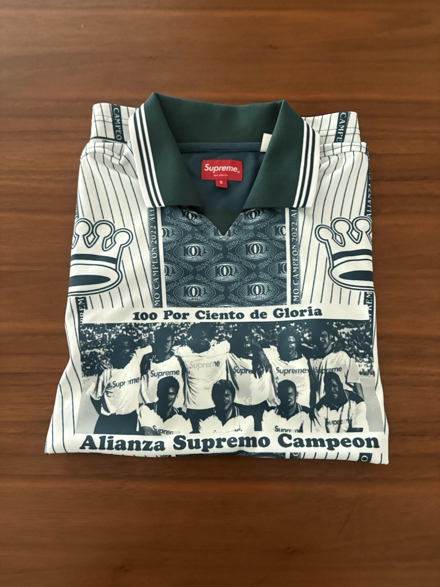 NWT Supreme Por Ciento Logo Print Soccer Jersey Green Men's S FW22