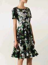 DOLCE & GABBANA Orange Blossom Short Sleeve Midi Dress IT 38 US 2 Org $1,795
