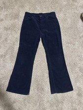 Vintage Wrangler Bootcut Flared Blue Corduroy Pants 36x29 Talon Zipper USA Made