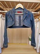 Miss Posh Womens Cropped Denim Bolero Jacket Blue Stretch Size 8 Casual Y2K