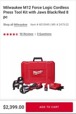 Milwaukee M12 FORCE LOGIC Press Tool Kit with 1/2"-1”Jaws 