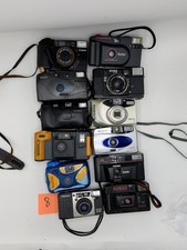 Lot of 12 Point  Shoot Film Cameras TESTED AND NOT WORKING PARTS AS IS  8 