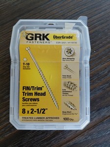 UberGrade GRK Fasteners T-10 FIN/Trim Head Screws 8x2-21/2" Bit Not Included