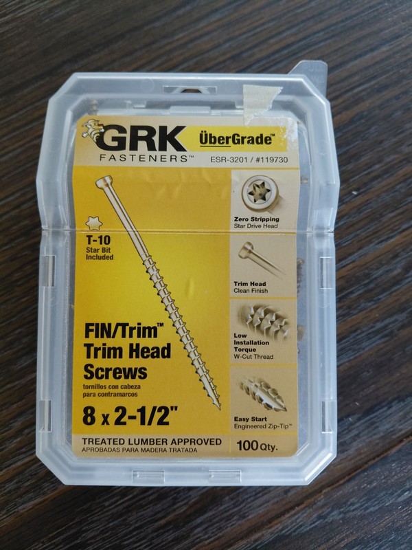 UberGrade GRK Fasteners T-10 FIN/Trim Head Screws 8x2-21/2" Bit Not Included
