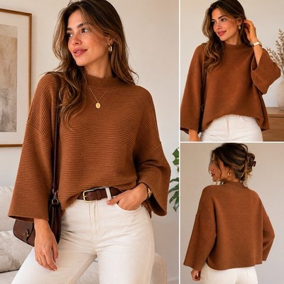 Ellison Brown Cozy Crew Neck Mid Sleeve Women s Sweater Size Small