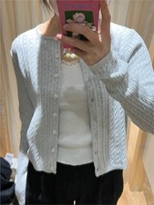 Lady Sweater Knitted Coat Long Sleeve Cardigan Tops V-neck Outwear Jacket Casual