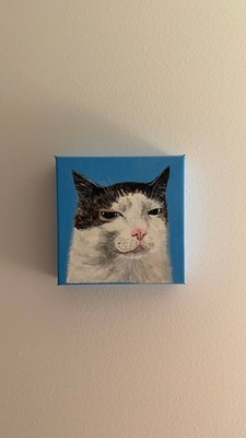 Original Acrylic Cat Painting 6x6 Inch Small Canvas Cat Portrait Cute Cat Wall