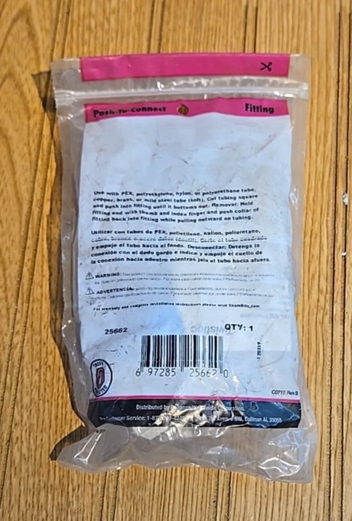 SharkBite 25662 250 PSI Plastic Straight Stop Valve 1/2 Push x 1/2 FPT Dia. in. - Image 2 of 2