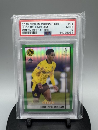 2020-21 Topps Merlin UCL Jude Bellingham Green Rookie RC /99 PSA 9 - Dortmund